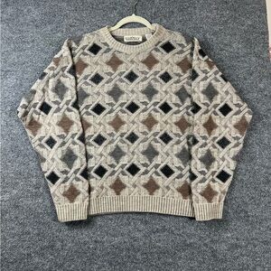 Vintage‎ Natural Issue Sweater Men's Large Pattern Crew Neck Grandpacore